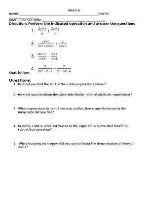 Activity math10 remedial - Read the questions carefully. Choose the ...