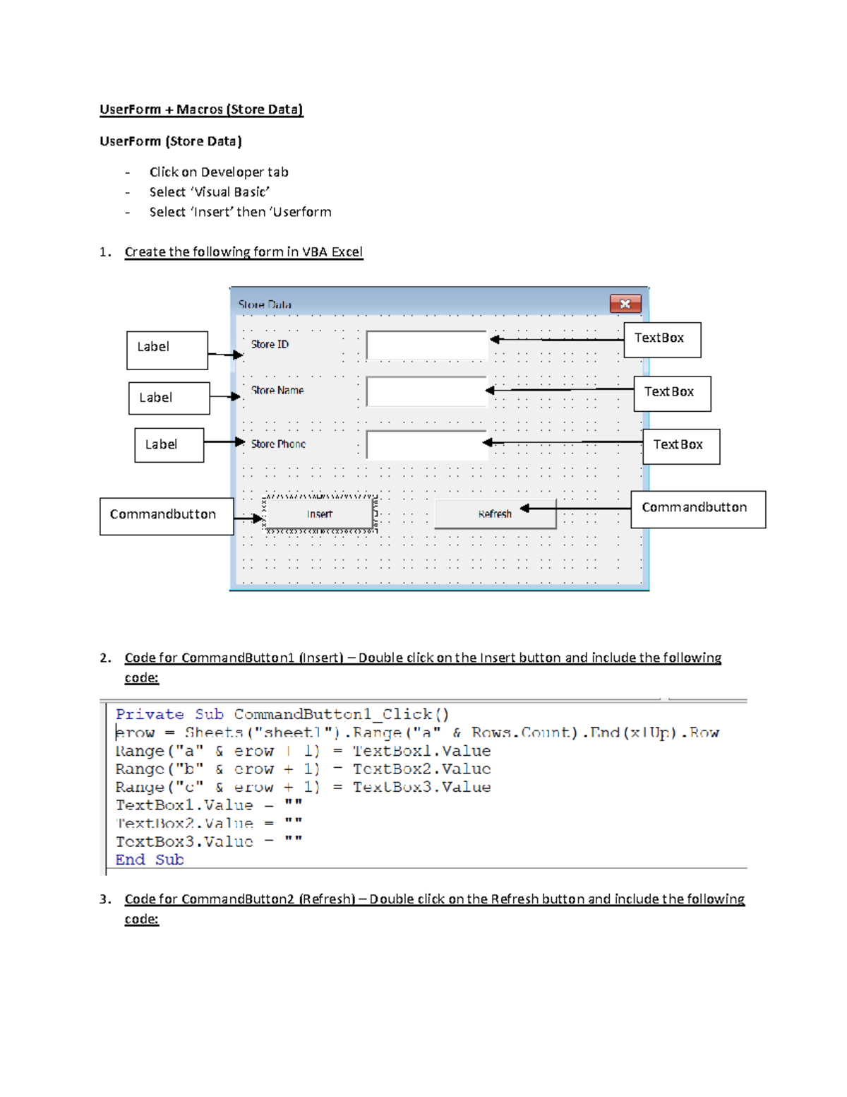 User Form - Store Data Exercise - UserForm + Macros (Store Data ...
