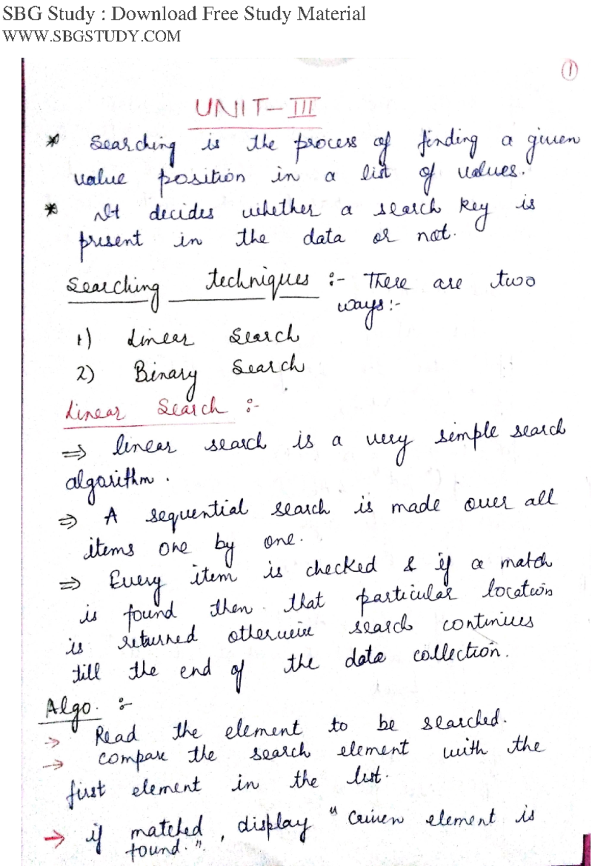 Data structure searching and sorting notes - B.tech - Studocu