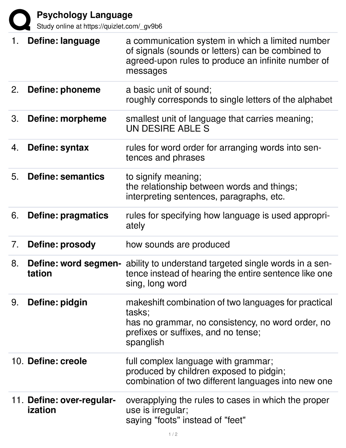 Psychology Language - Practice Materials - Psychology Language Study ...