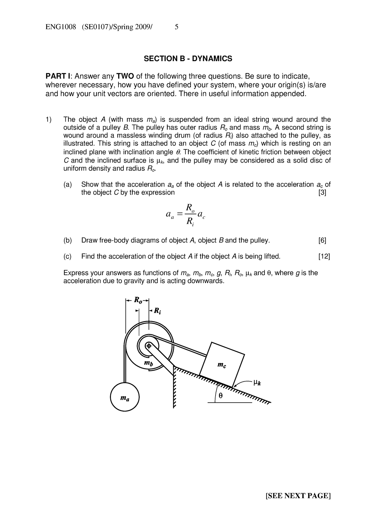 Examples 1 - Example Question 1 On Dynamics - SECTION B - DYNAMICS PART ...