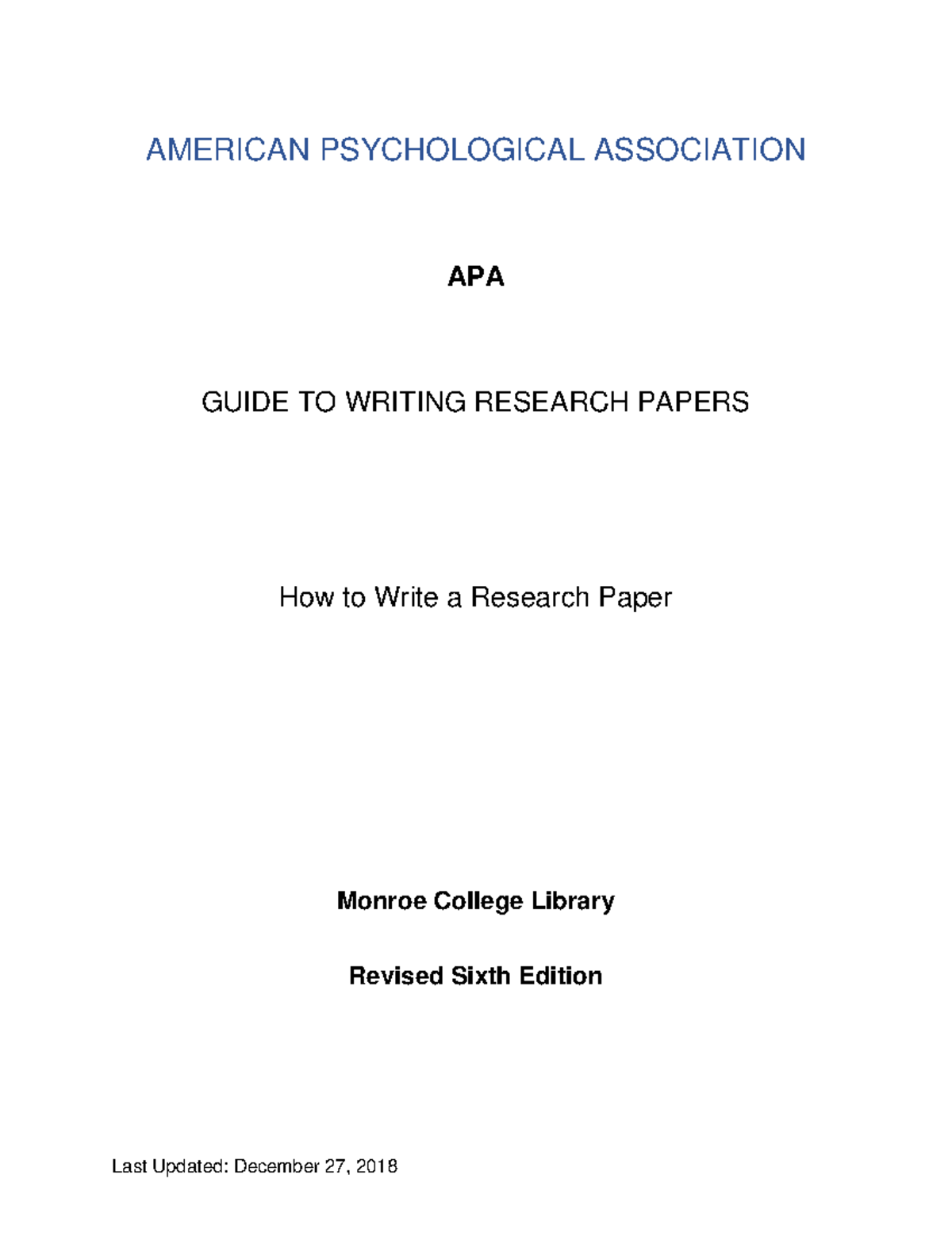 APA Guide to Writing Research Papers - Last Updated: December 27, 2018 ...