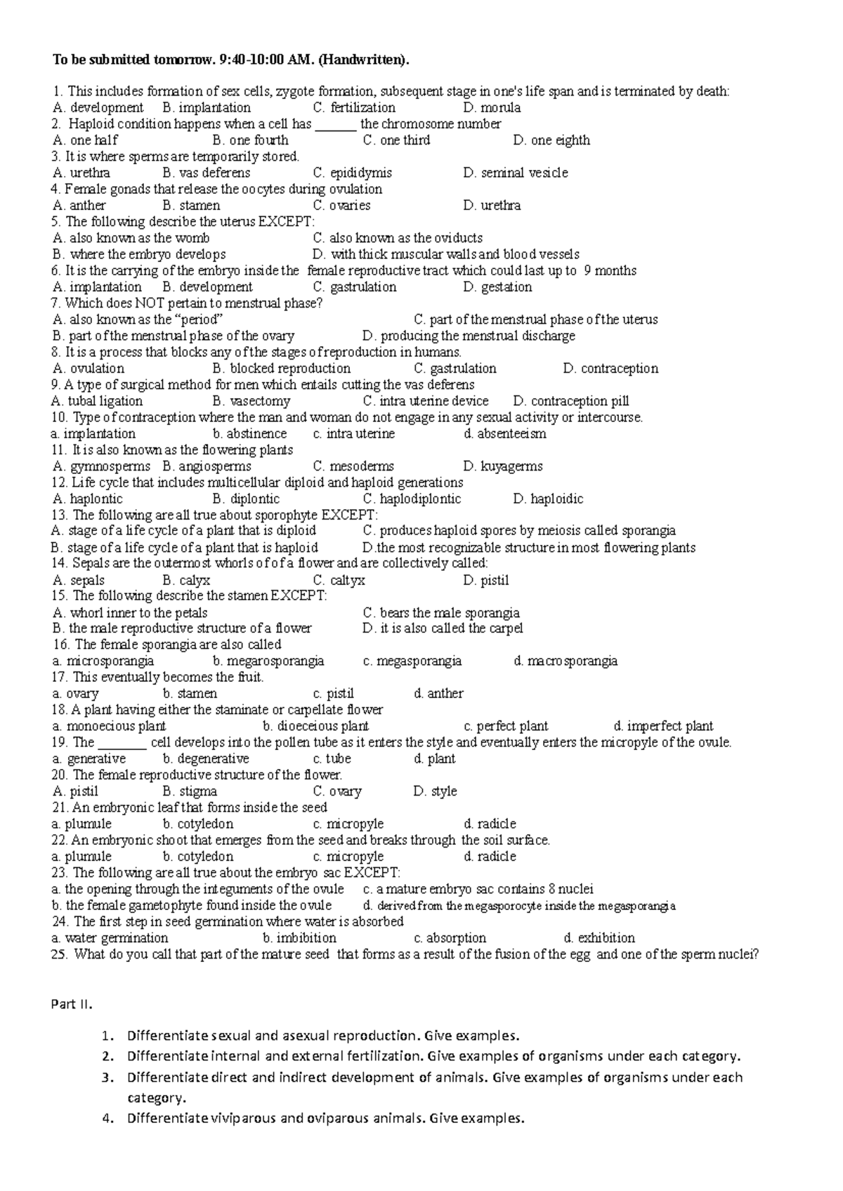 activity on genbio To be submitted tomorrow. 9401000 AM