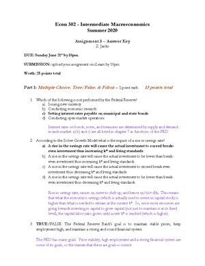 Assignment 2 - Fall 2024 - Econ 302 - Intermediate Macroeconomics Fall ...