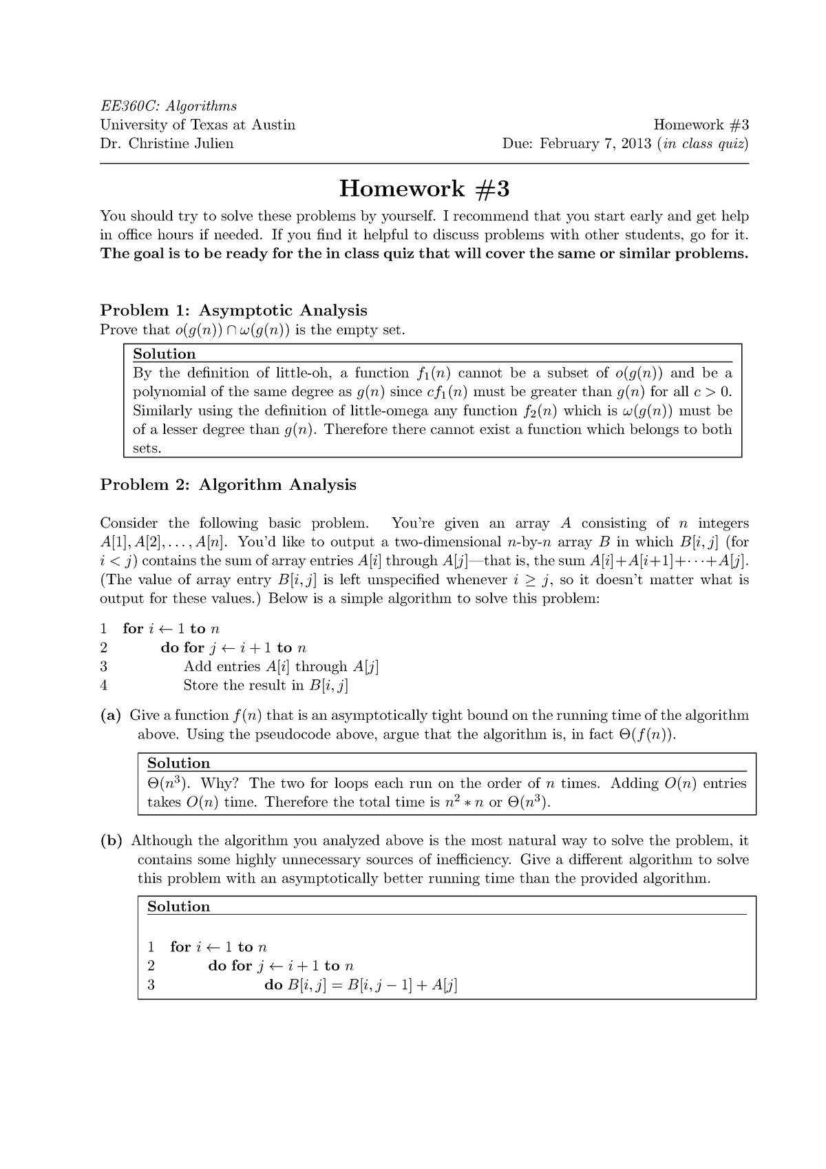 Homework 3 Solutions - Spring 2013 - EE360C: Algorithms University Of ...