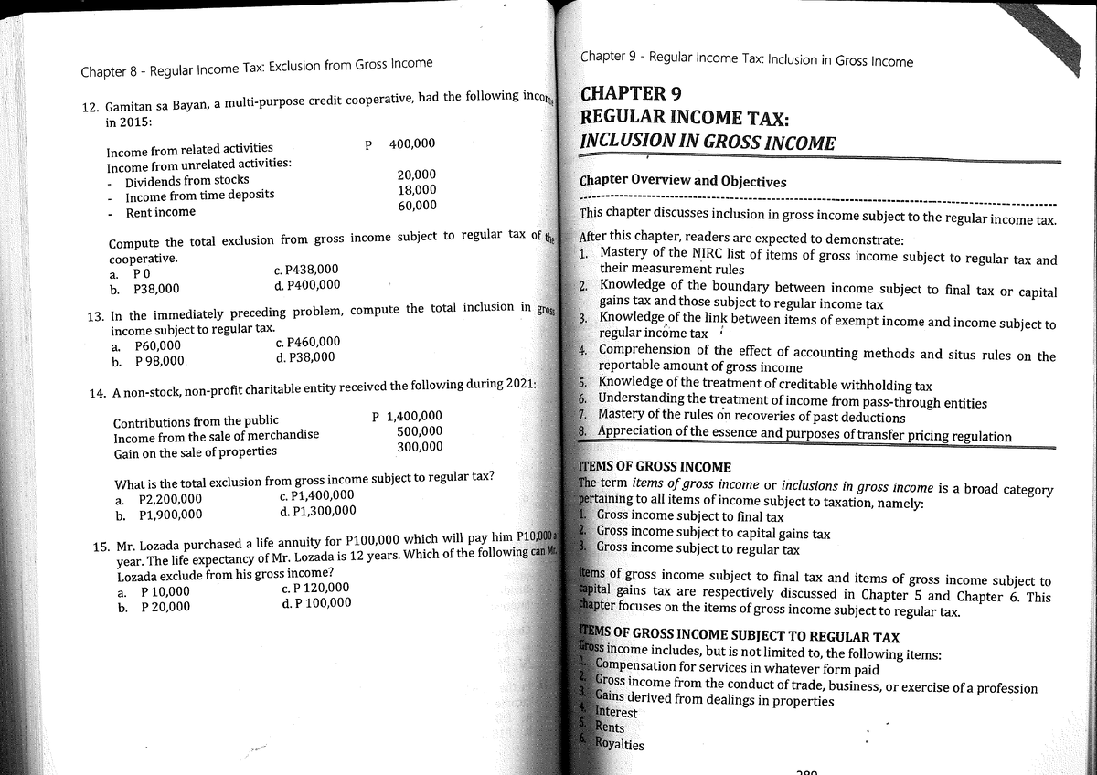 Chapter 9 Regular Income TAX Inclusions - Income Taxation - Studocu