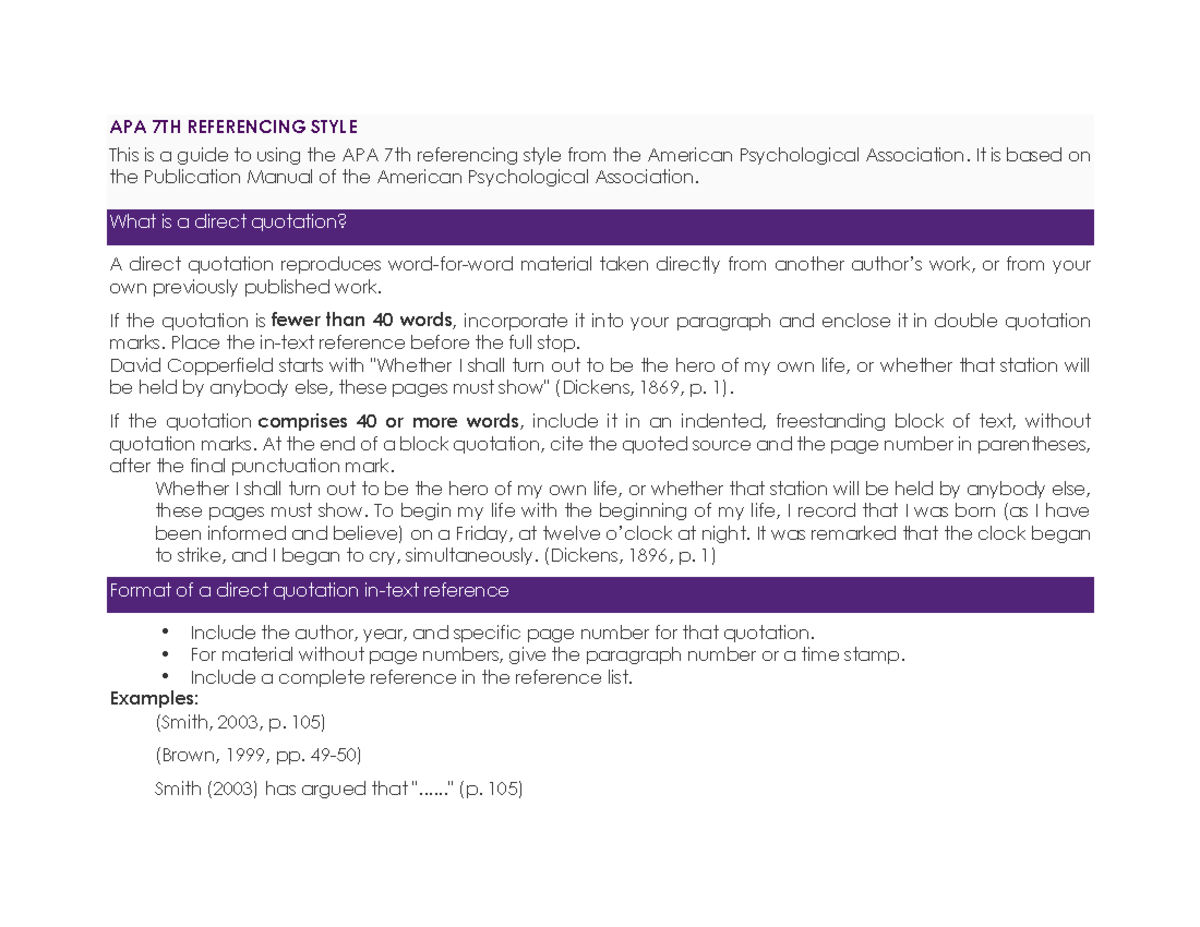 APA 7th Referencing Style - It is based on the Publication Manual of ...
