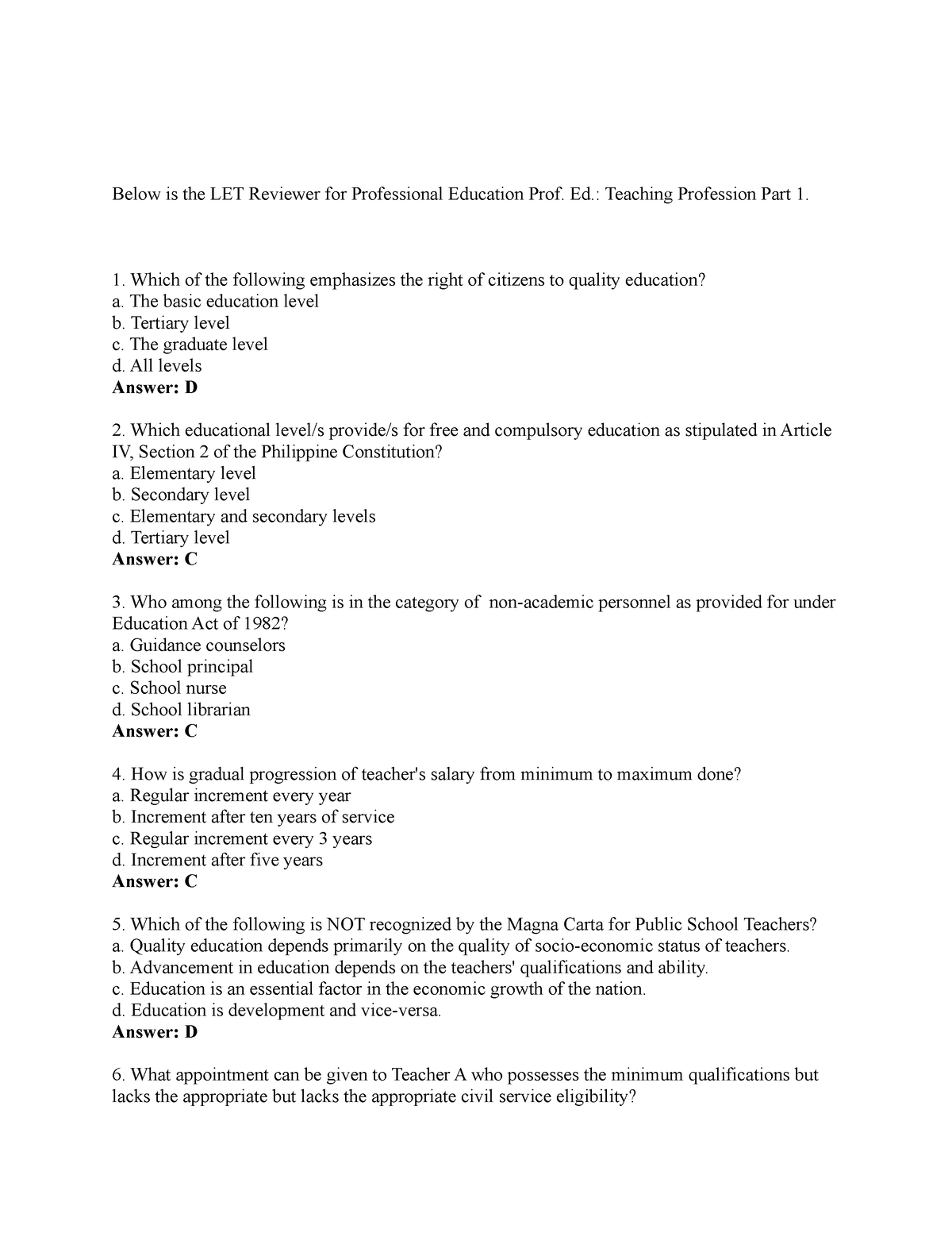 LET-GEN-ED-Sample Tests Set11 - Below is the LET Reviewer for ...