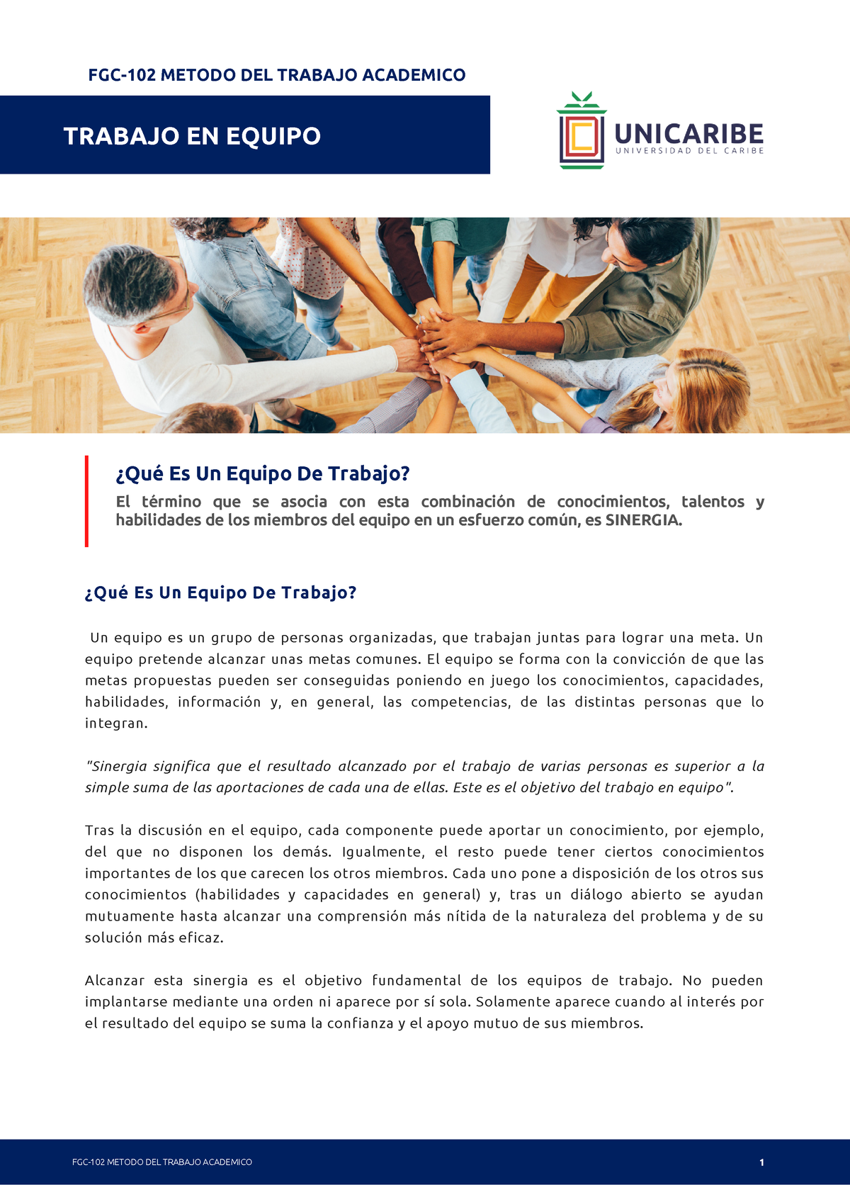 Unidad 3. Recurso 5. Trabajo En Equipo - TRABAJO EN EQUIPO ¿Qué Es Un ...