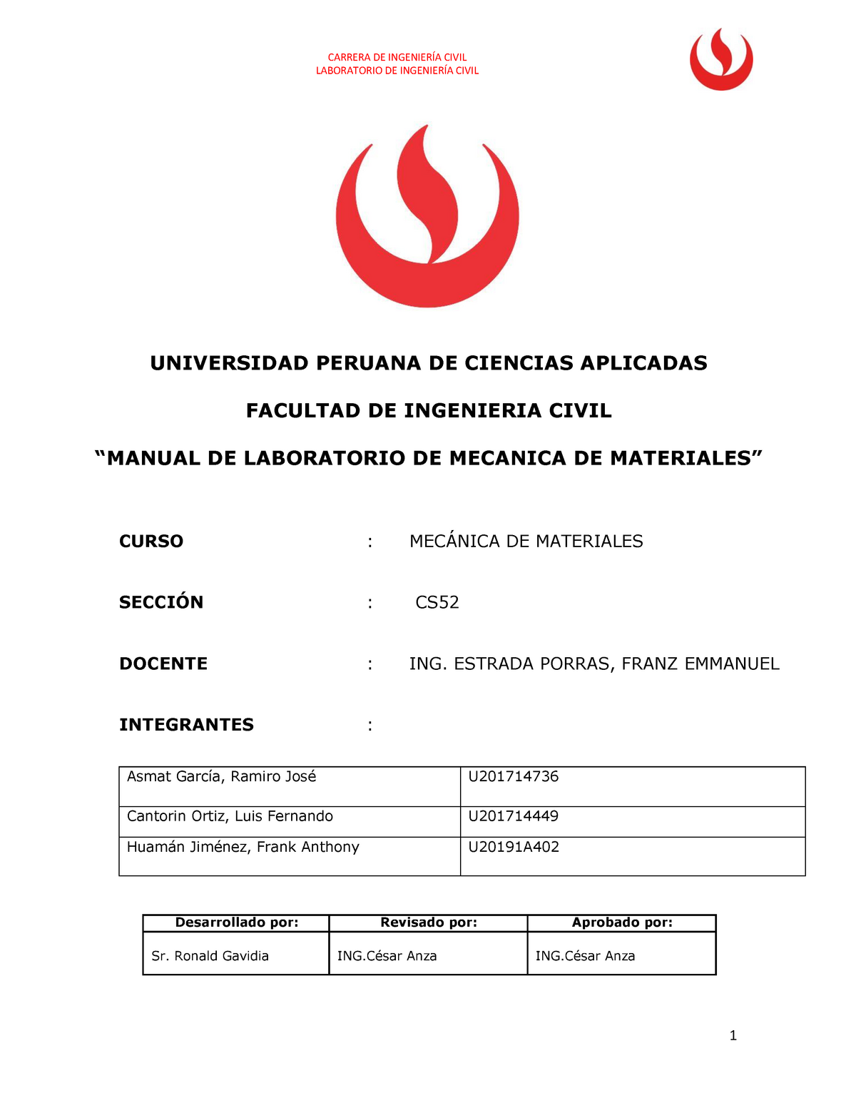 Informe Mecánica De Materiales Ciclo 2021-00 - LABORATORIO DE ...