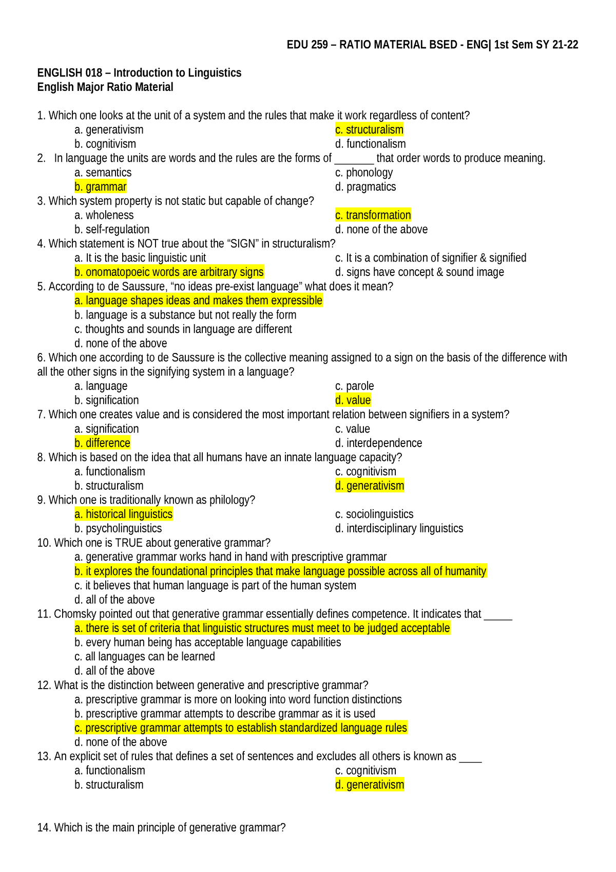 ENG 018 - ENG 018 - ENGLISH 018 – Introduction to Linguistics English ...