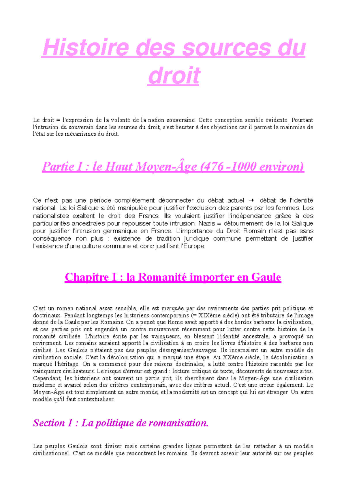Sources et fondamentaux du droit - Histoire des sources du droit Le ...