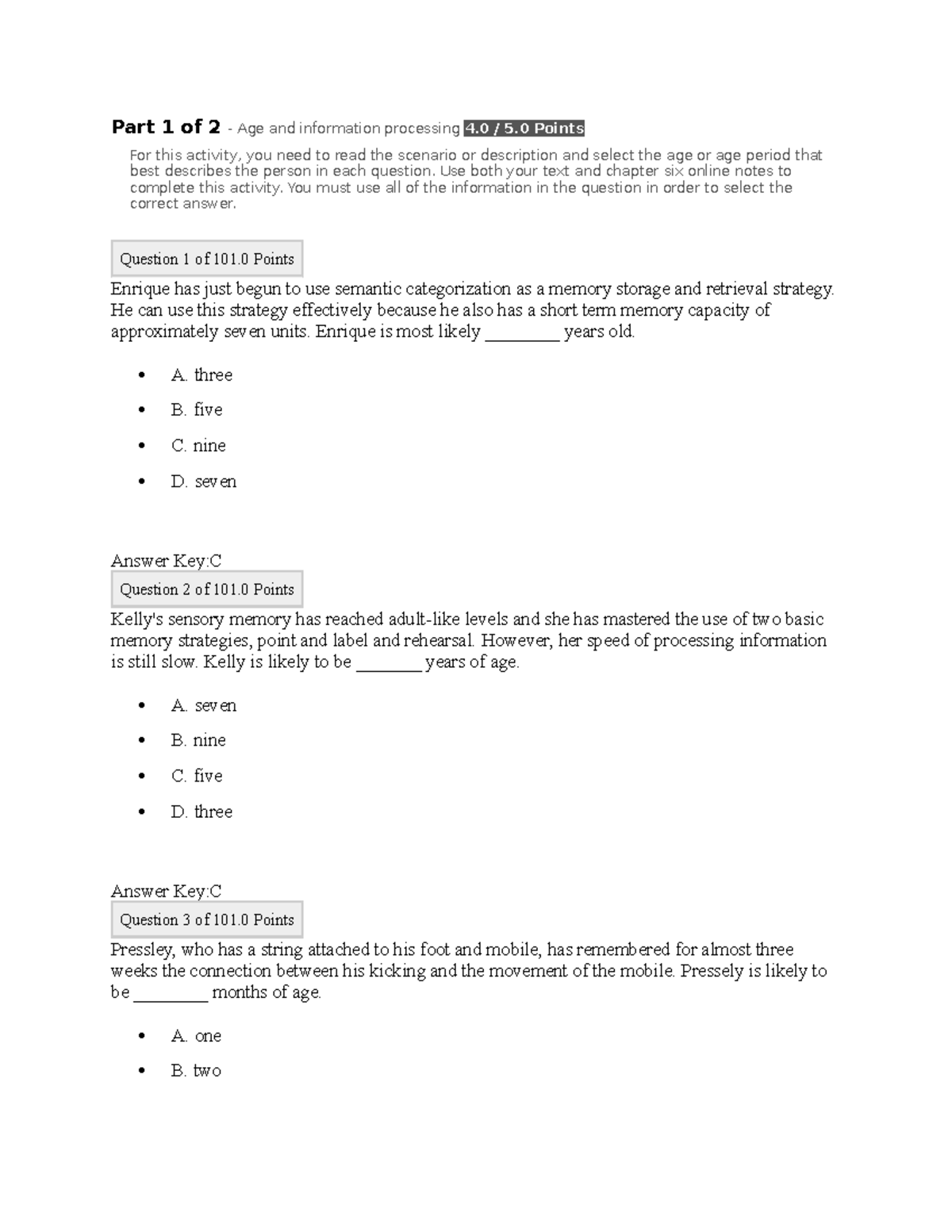 Info Processing Assignment - Part 1 of 2 - Age and information ...