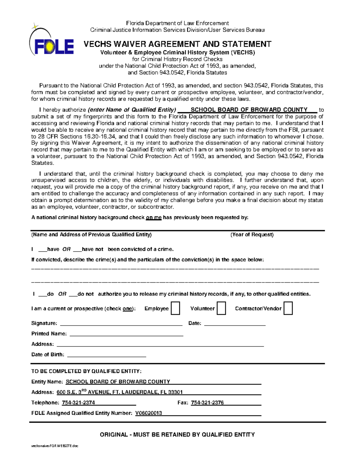 Vechswaiver Agreementand Statment - vechswaiverFOR WEBSITE Florida ...