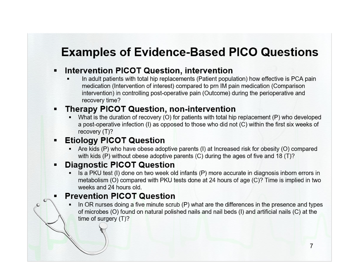 Ebp example pico questions GEOG 4321 Studocu