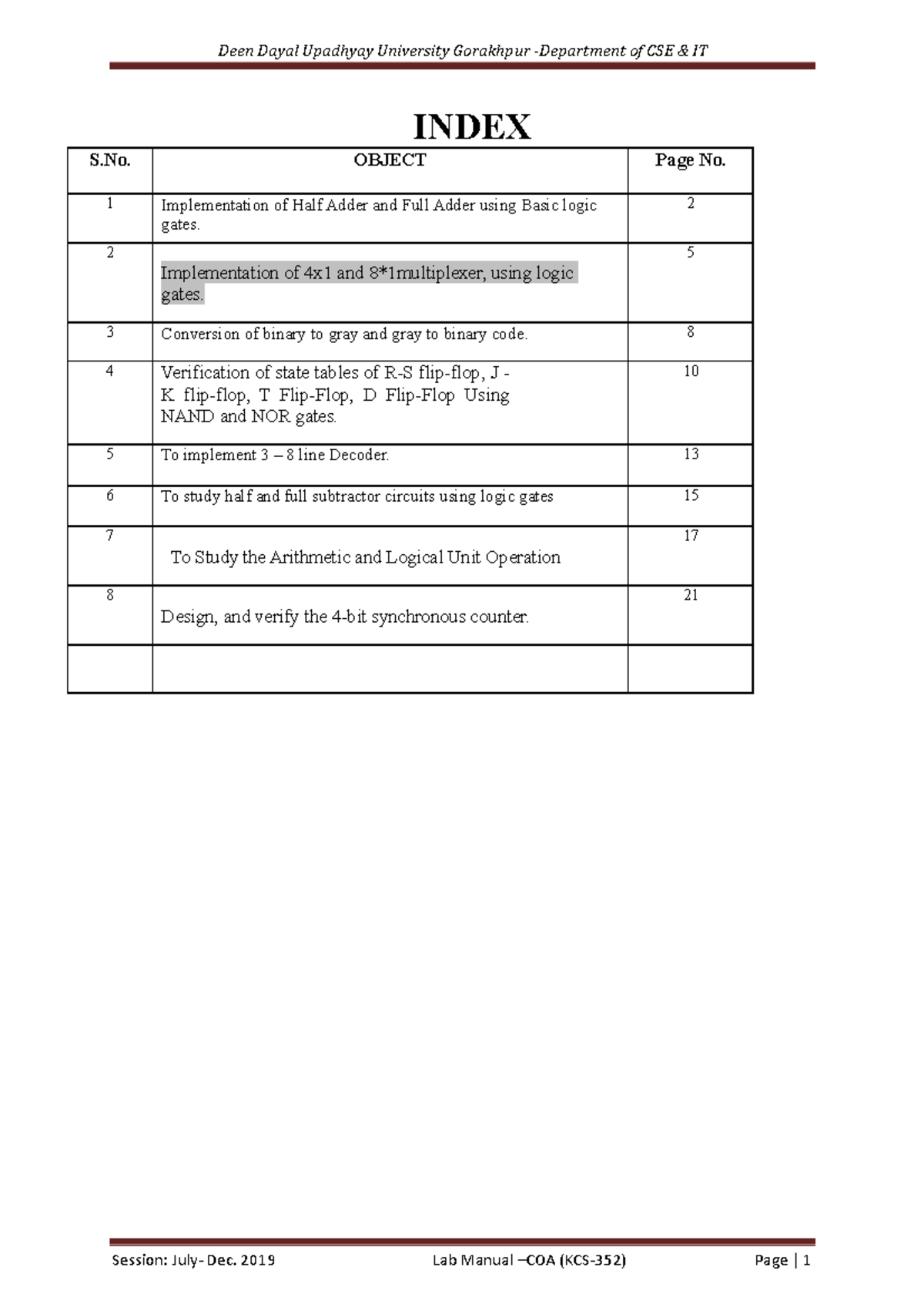 COA LAB Manualdoc - Practical - Deen Dayal Upadhyay University ...