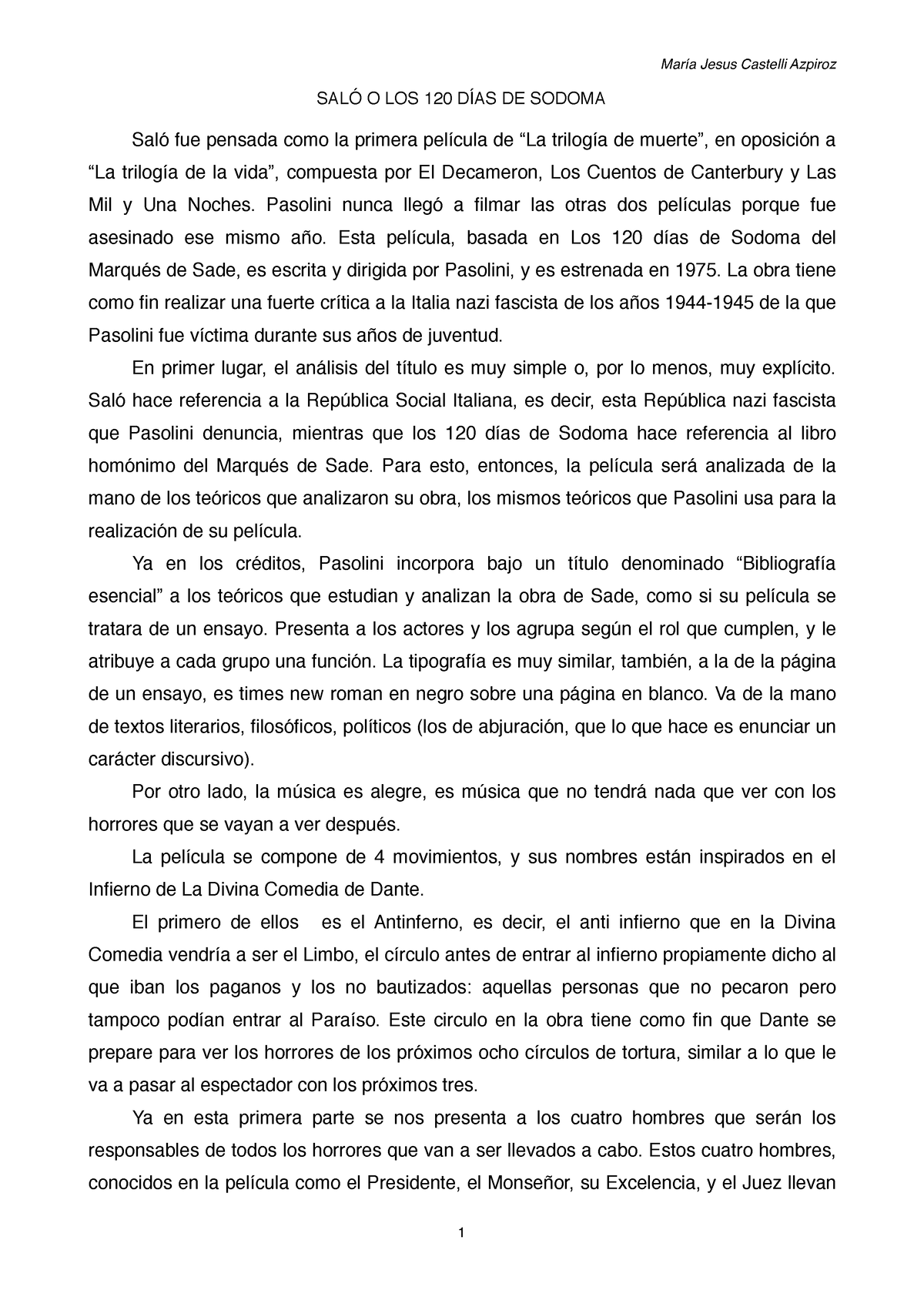 Saló o los 120 Días de Sodoma (Mi Tema Final) - SALÓ O LOS 120 DÍAS DE  SODOMA Saló fue pensada - Studocu