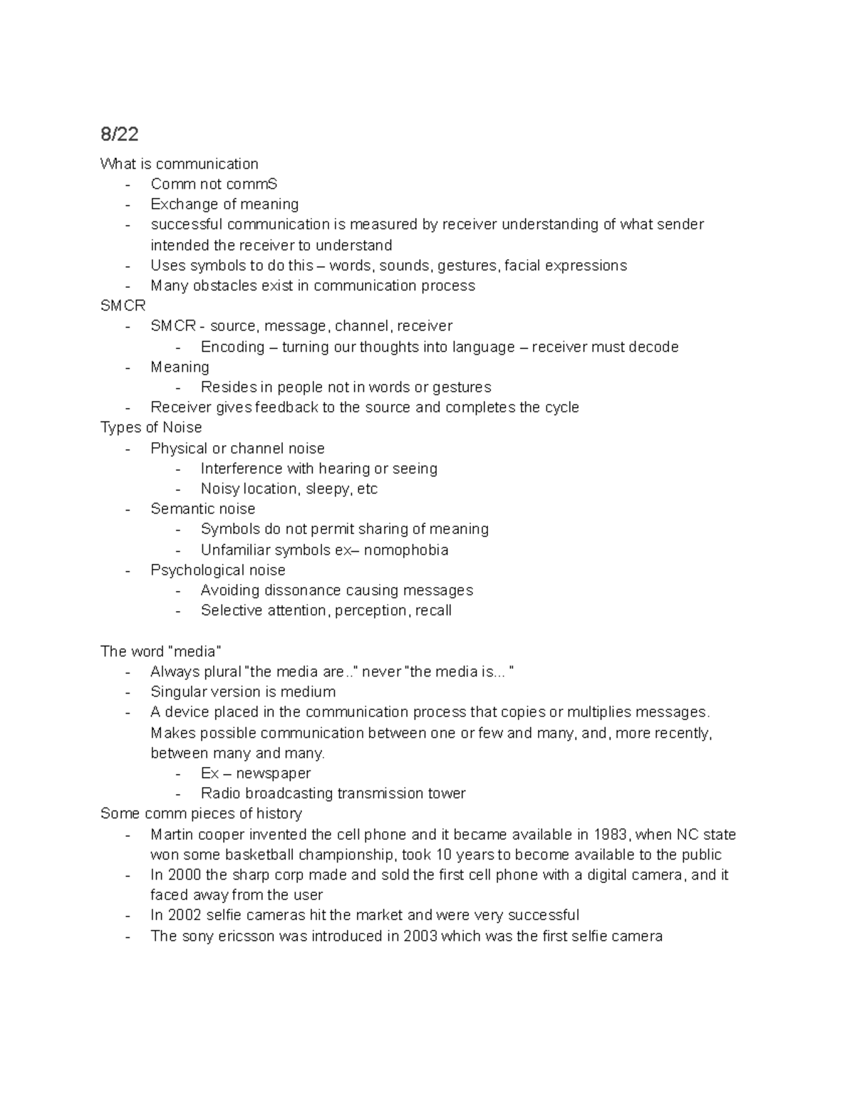 Comm and tech notes - Google Docs - 8/ What is communication - Comm not ...