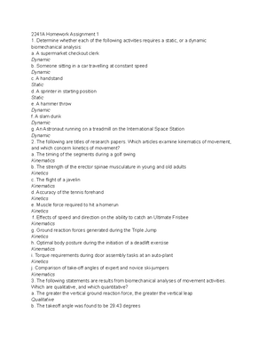 Biomechanics Final Exam Notes - 2241 Final Exam Notes Torques And ...