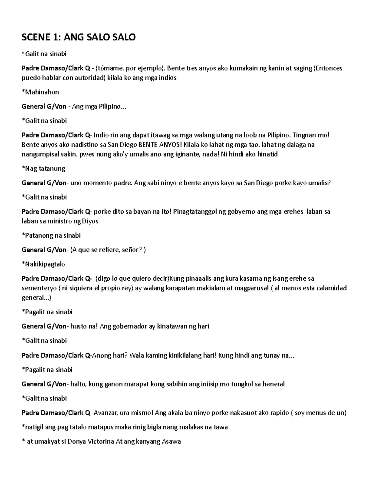 Final Noli Me Script BED - SCENE 1: ANG SALO SALO *Galit na sinabi ...