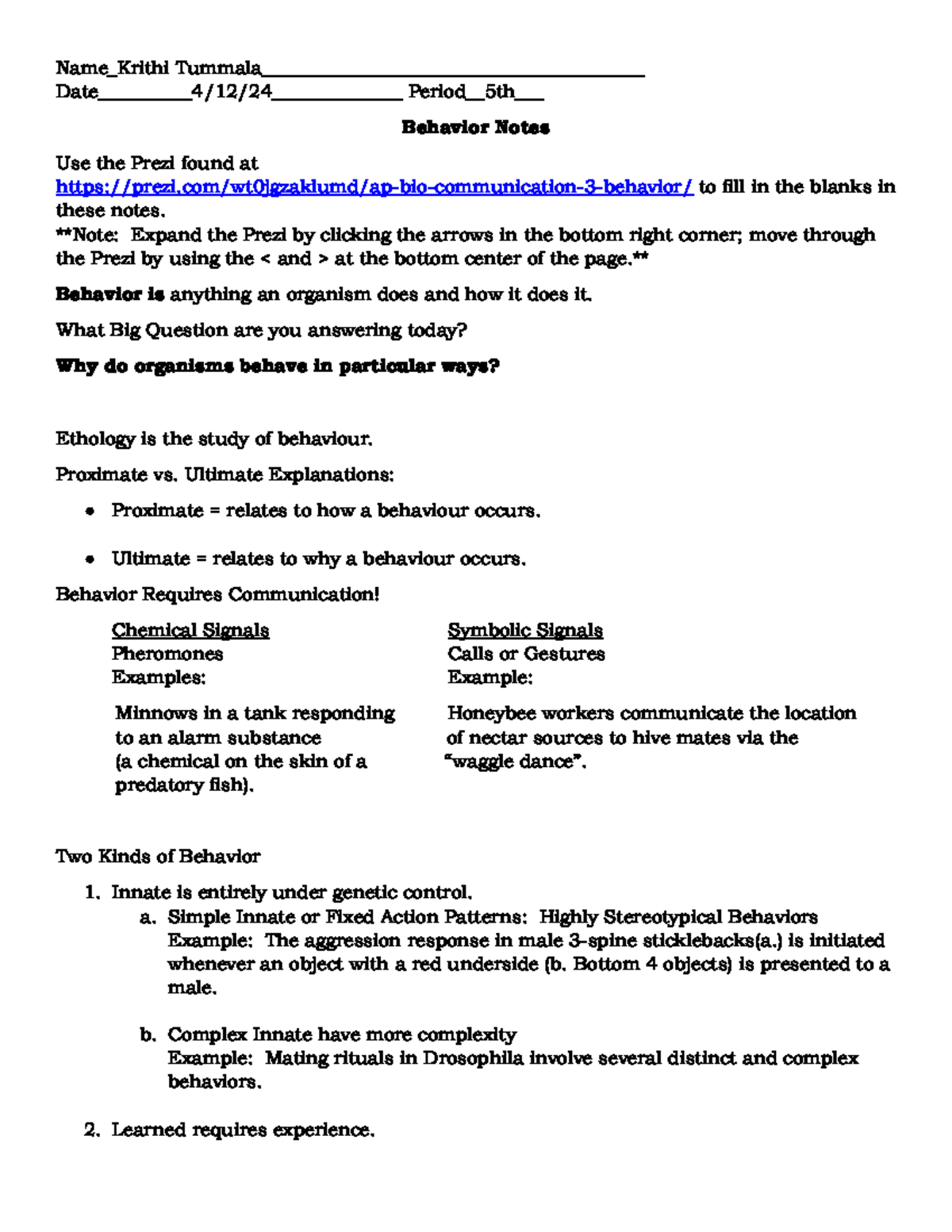 Copy of Behavior Notes - Name_Krithi Tummala ...
