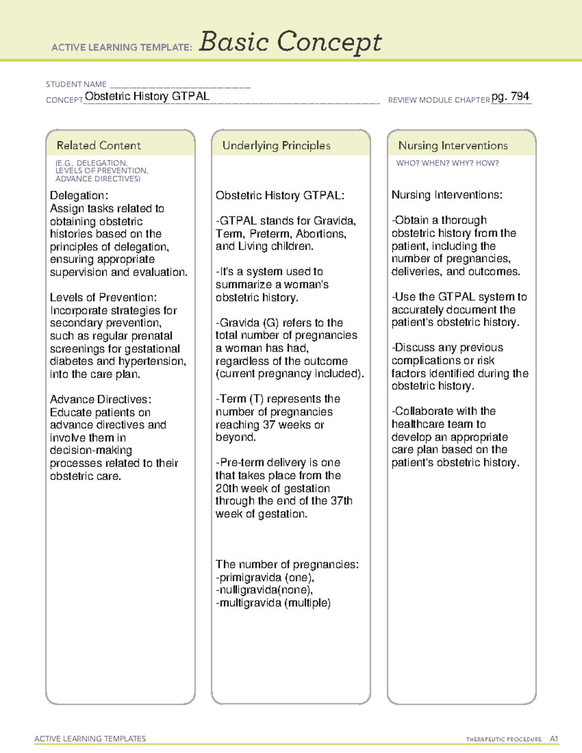 ATI GTPAL Basic Concept Temp. - RNSG 2331 - ACTIVE LEARNING TEMPLATES ...