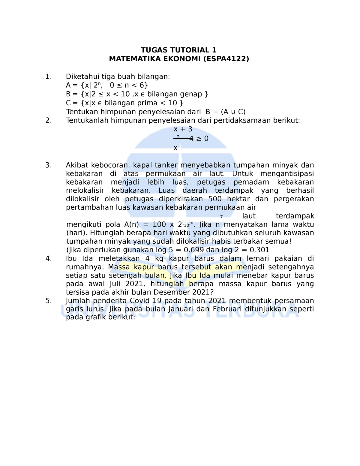 Tugas Tutorial 1 ESPA4122 - TUGAS TUTORIAL 1 MATEMATIKA EKONOMI ...