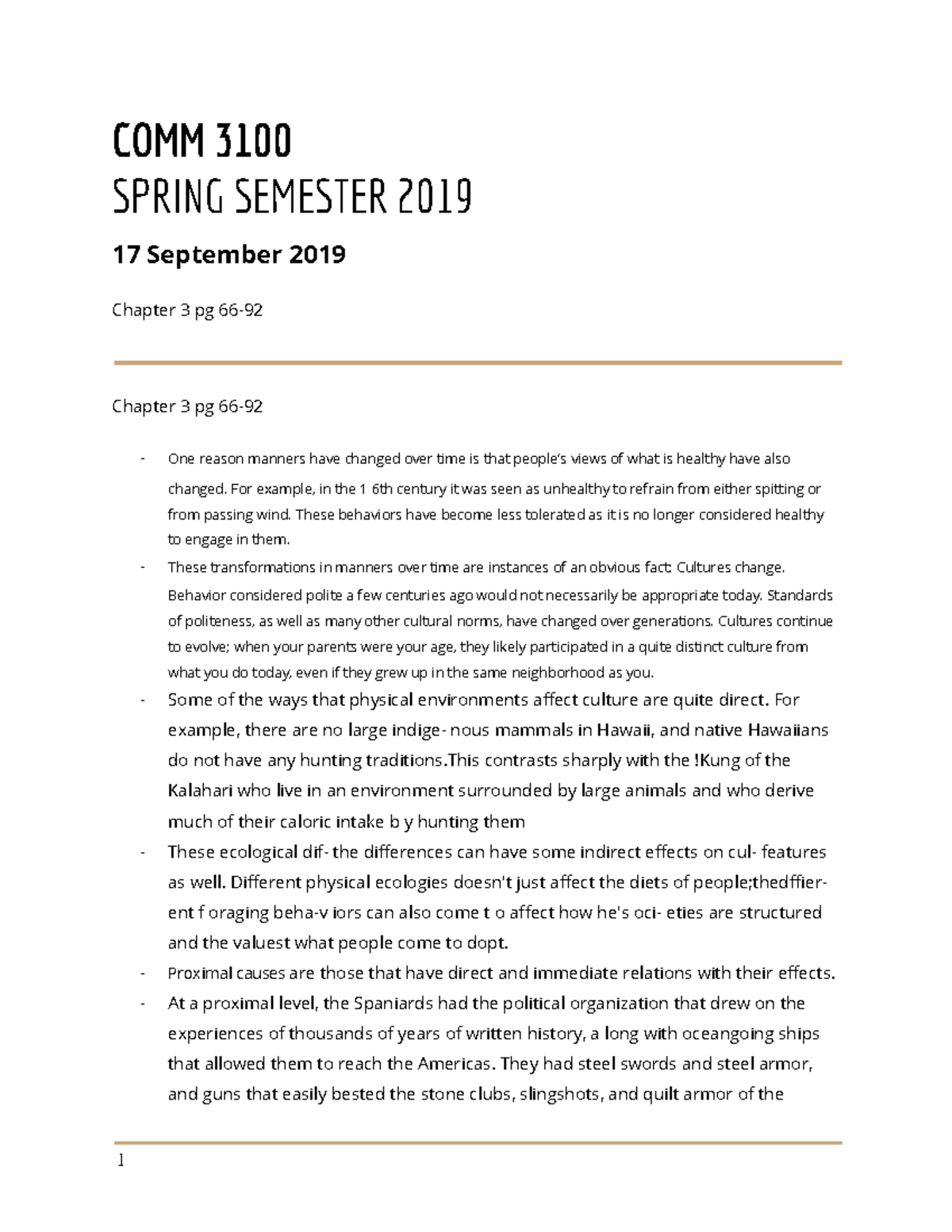 Class notes for COMM 3100 chapter 3 pg 66-92 - COMM 3100 SPRING ...