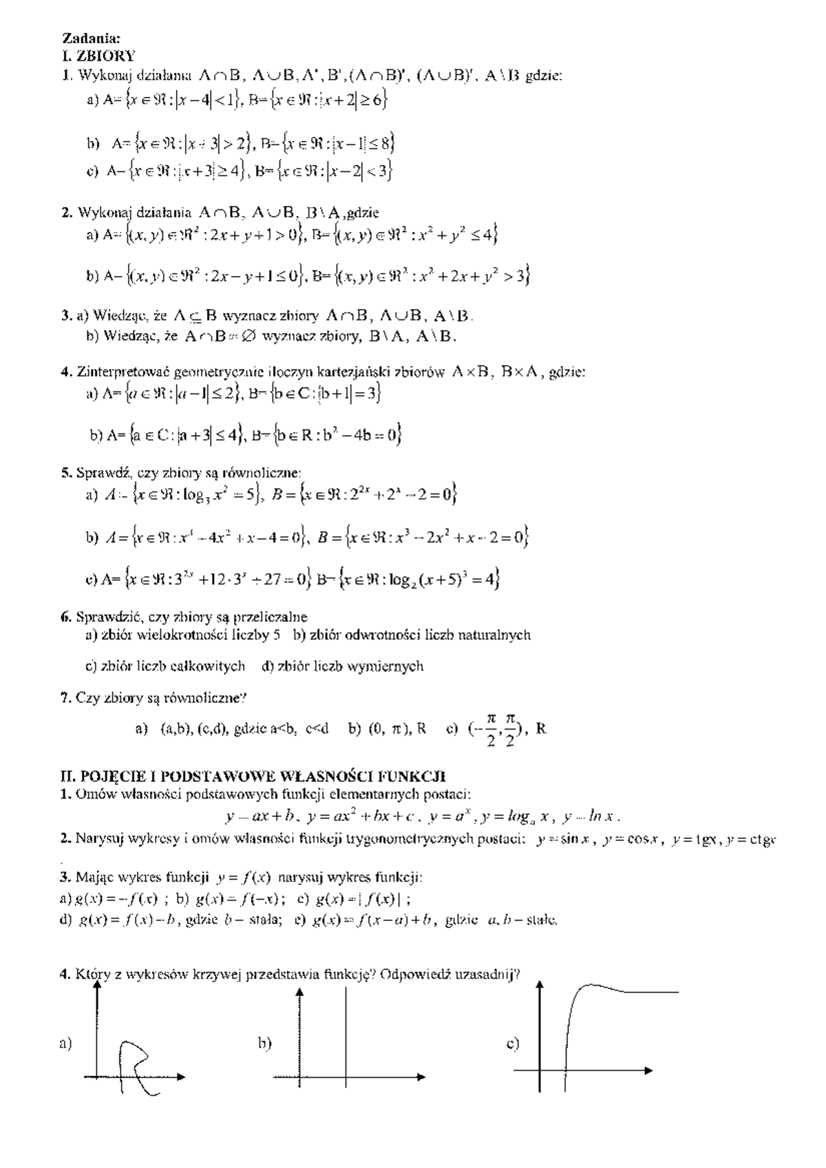 Zadania Matematyka Rok1 - Matematyka - Studocu