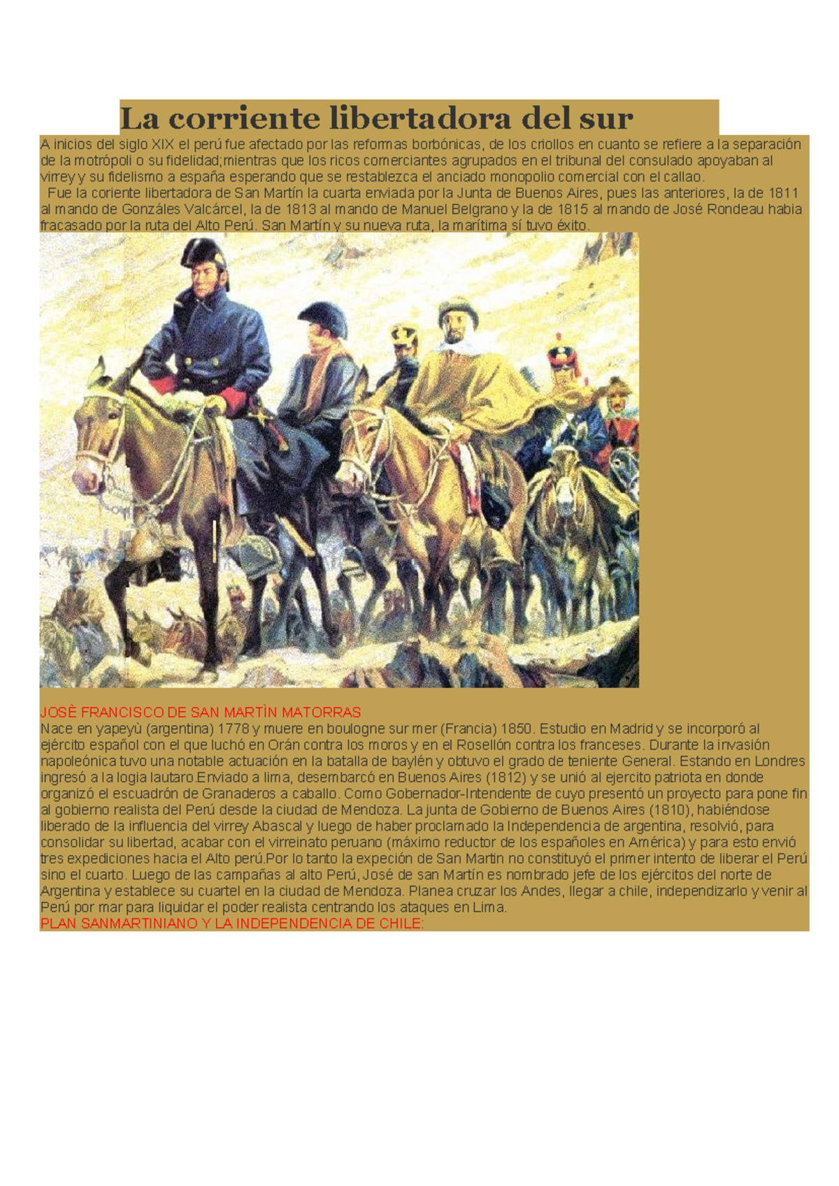 La corriente libertadora del sur 5 - Fue la coriente libertadora de San ...
