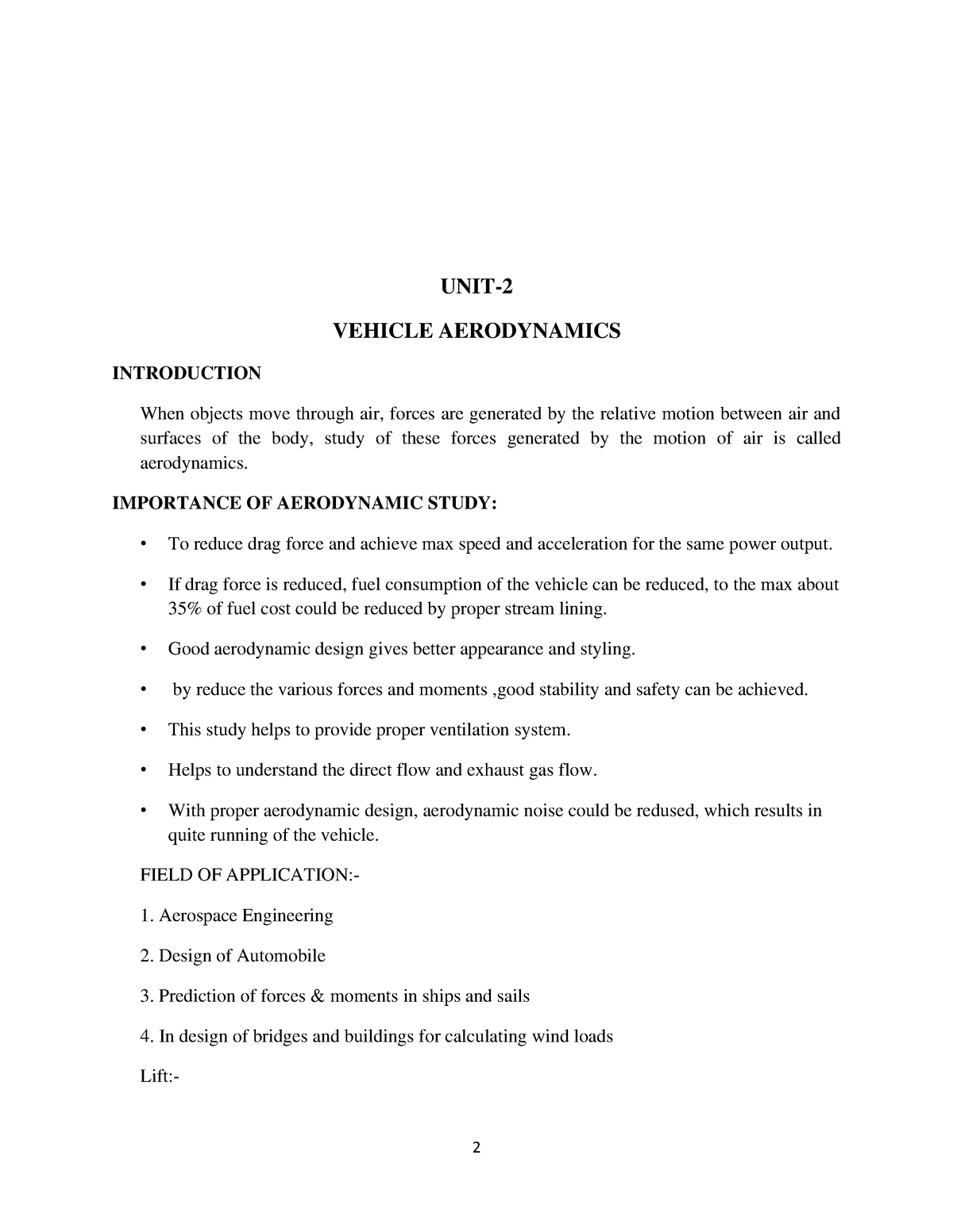 vehicle-aerodynamics-notes-introduction-unit-vehicle-aerodynamics