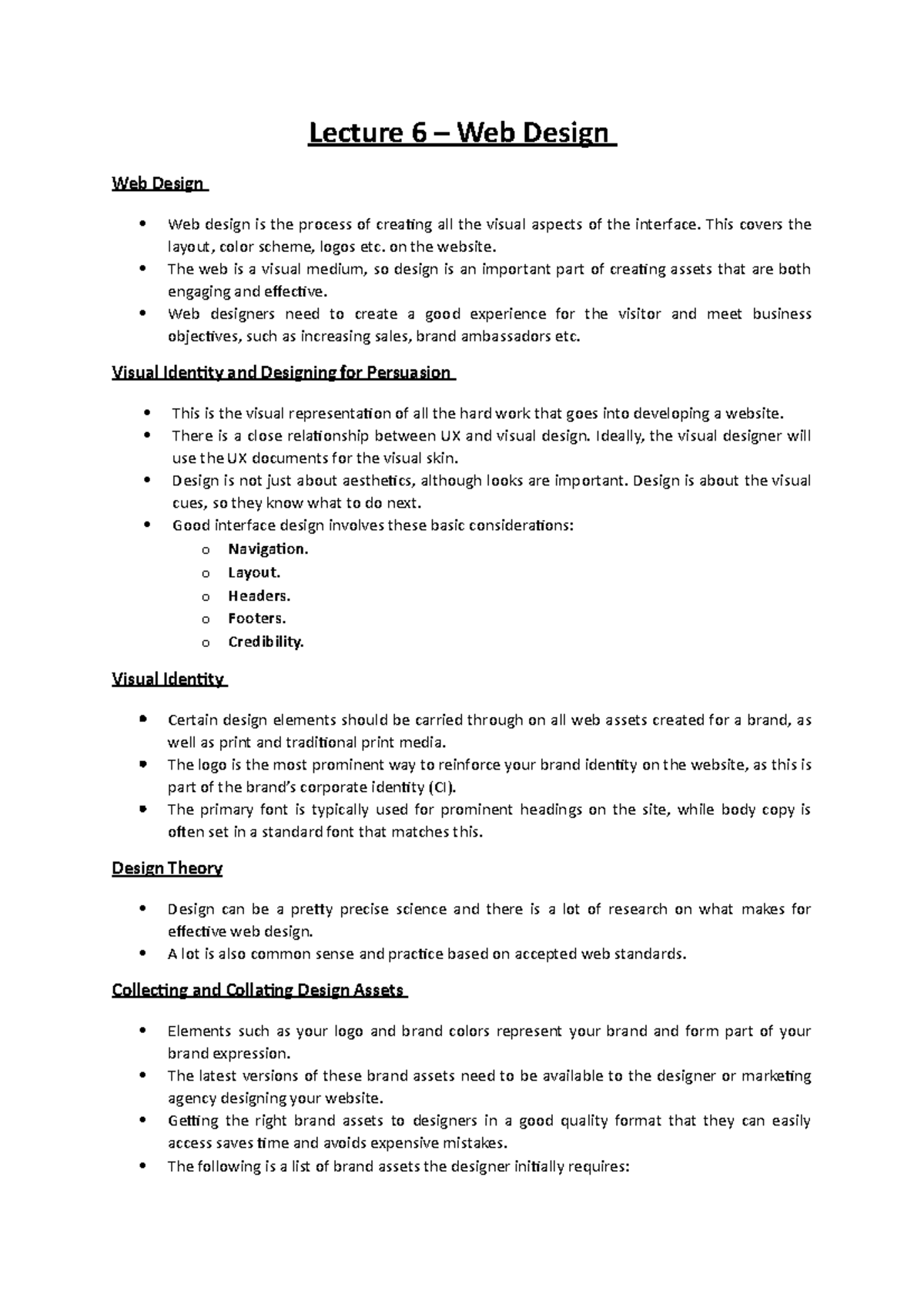 Lecture 6 - Web Development - Lecture 6 – Web Design Web Design Web ...