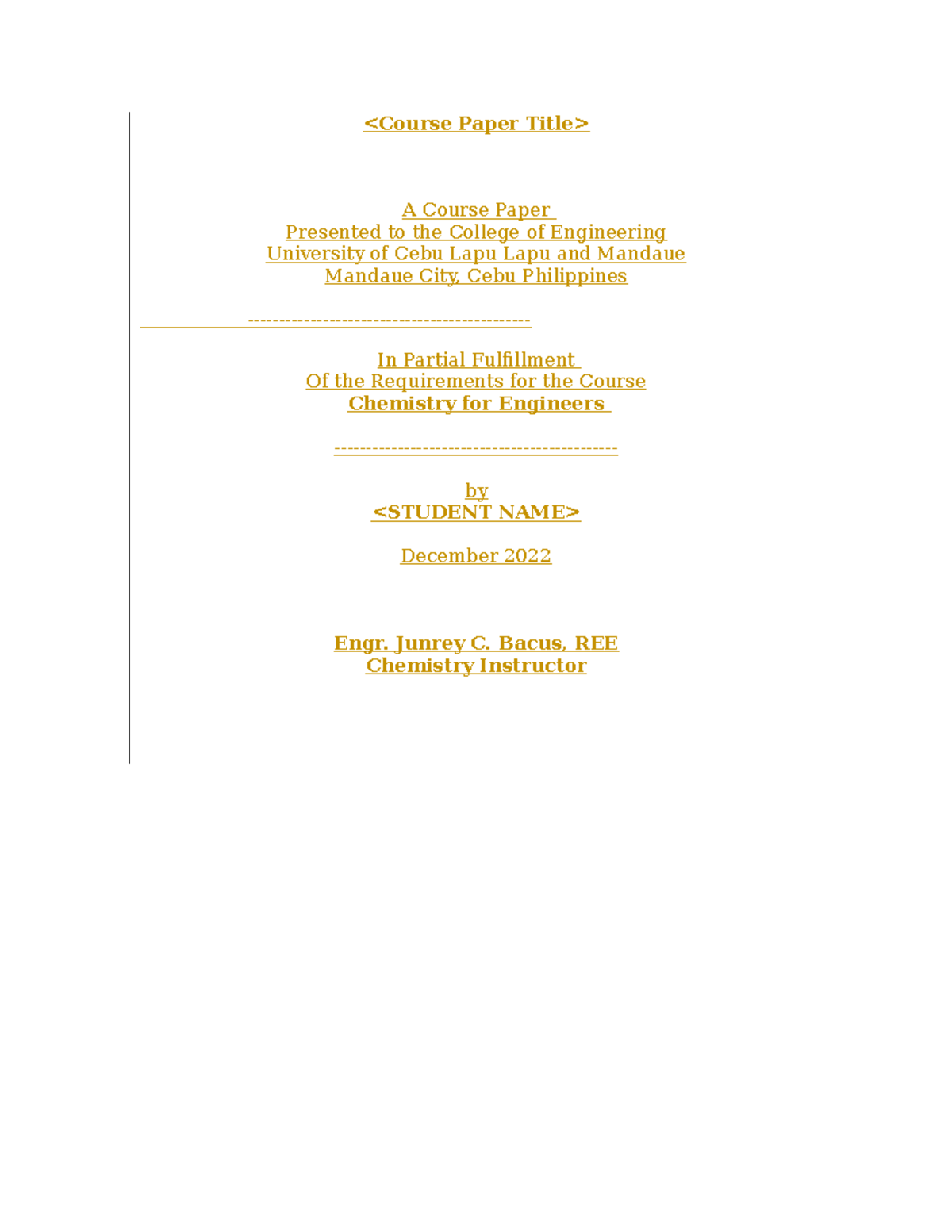 Chem Engg Paper Imrad format - A Course Paper Presented to the College ...