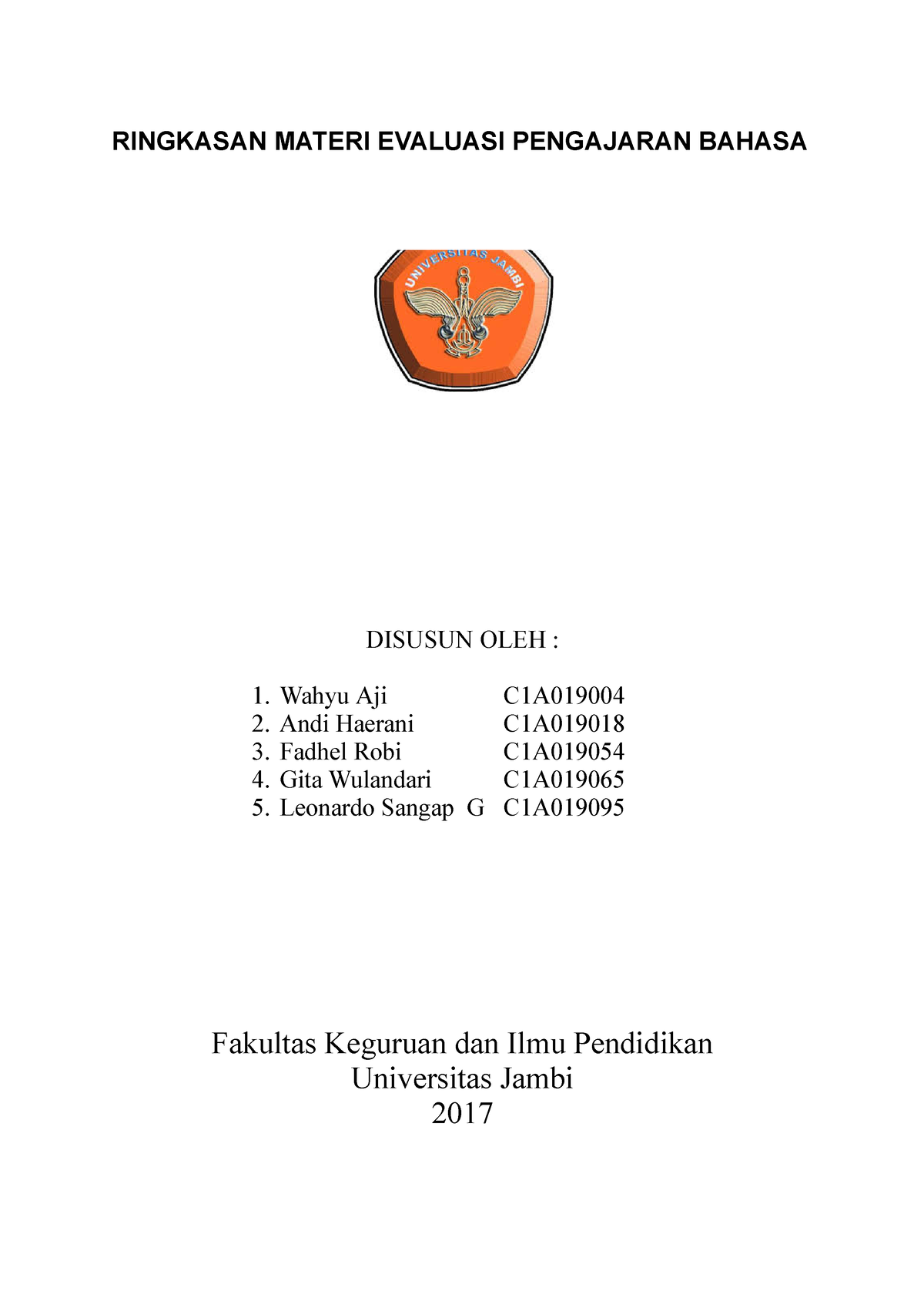 Ringkasan Materi Evaluasi Pengajaran Bahasa Ringkasan Materi Evaluasi Pengajaran Bahasa