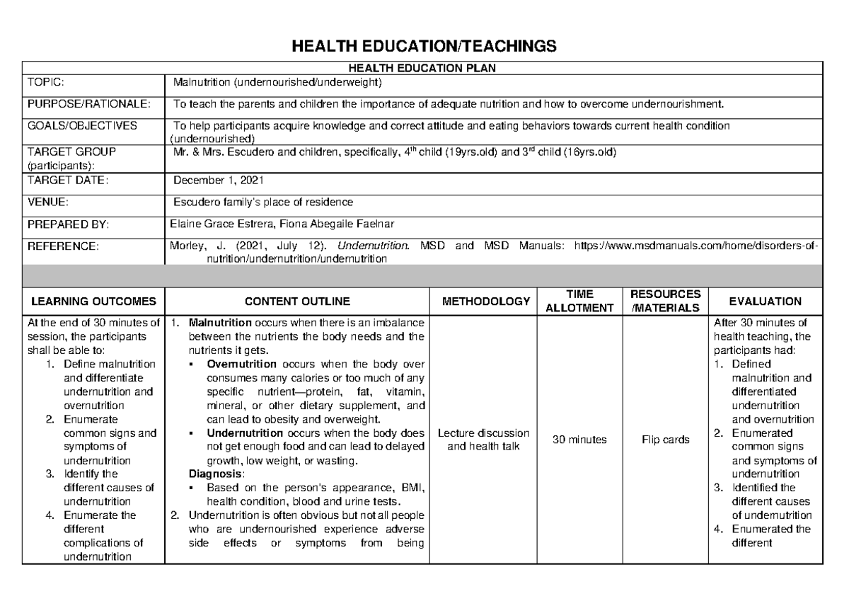 health education scheme of work for primary 6