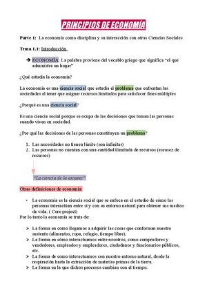 Tema 1.2 Economía - Principio De Economía Resumen - RESUMEN TEMA 1. 2 ...