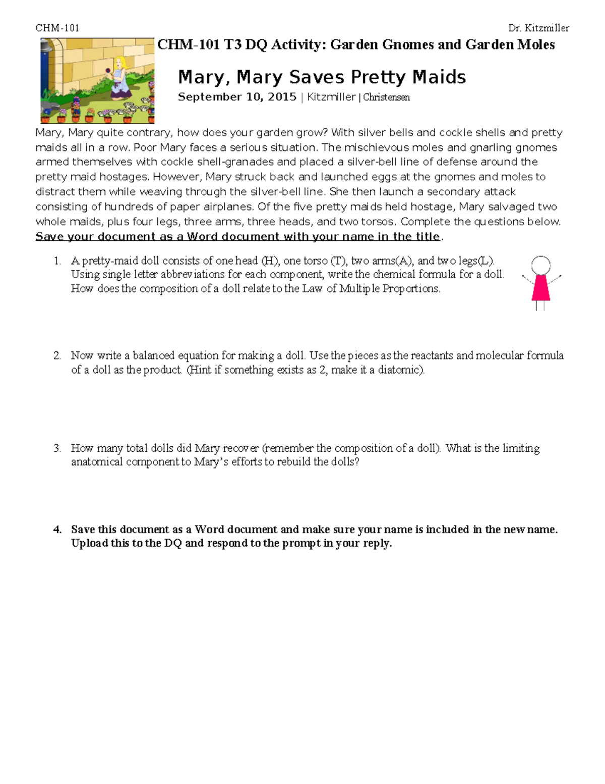 CHM101 T3 Mole Mary Activity CHM101 Dr. Kitzmiller CHM101 T3 DQ