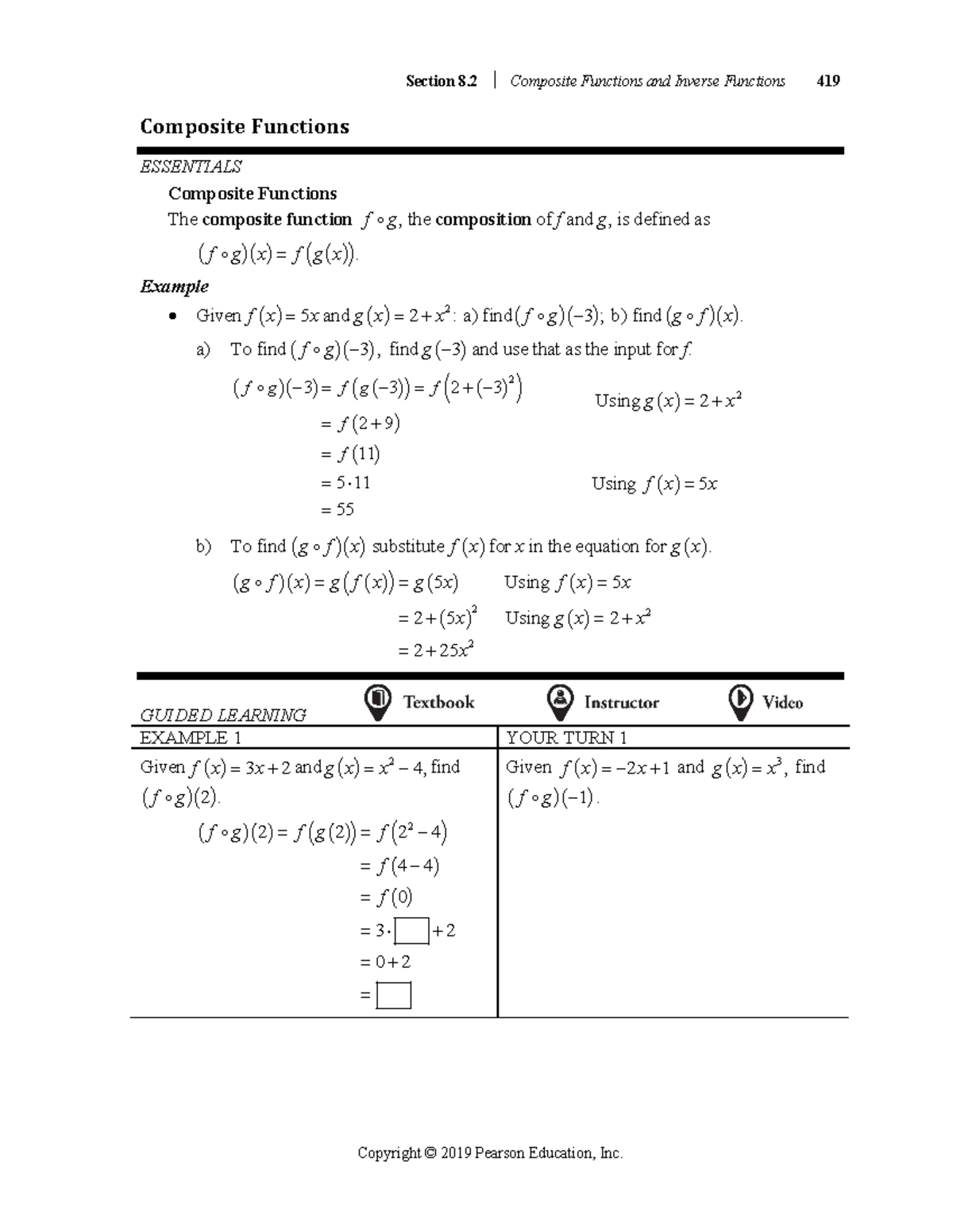 Section 8 Practice materials. Composite Functions ESSENTIALS