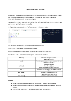 Cours Exercice Dictionnaire Python - NOM et prénom : - Studocu
