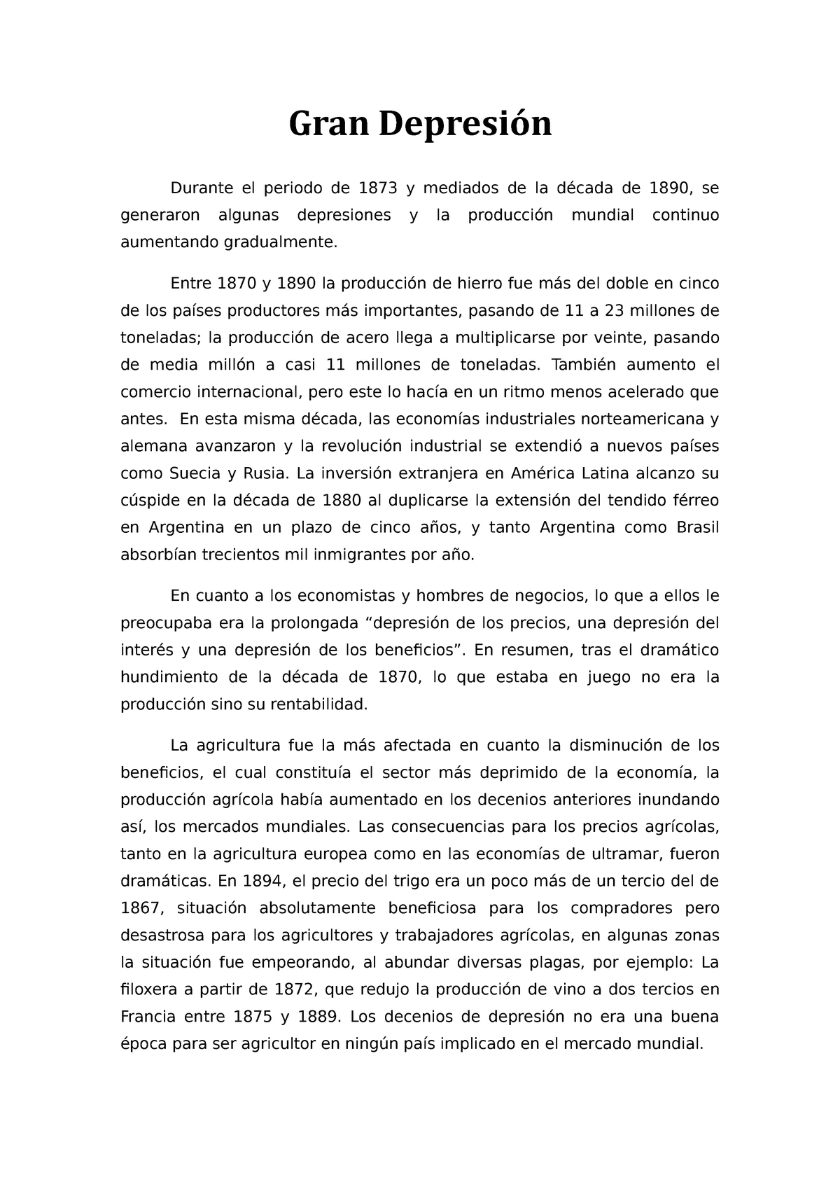 Gran Depresión Breve tp sobre 1929. Gran Depresión Durante el