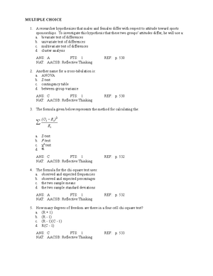 Chapter 24—Multivariate Statistical Analysis-MCQ - MULTIPLE CHOICE ...