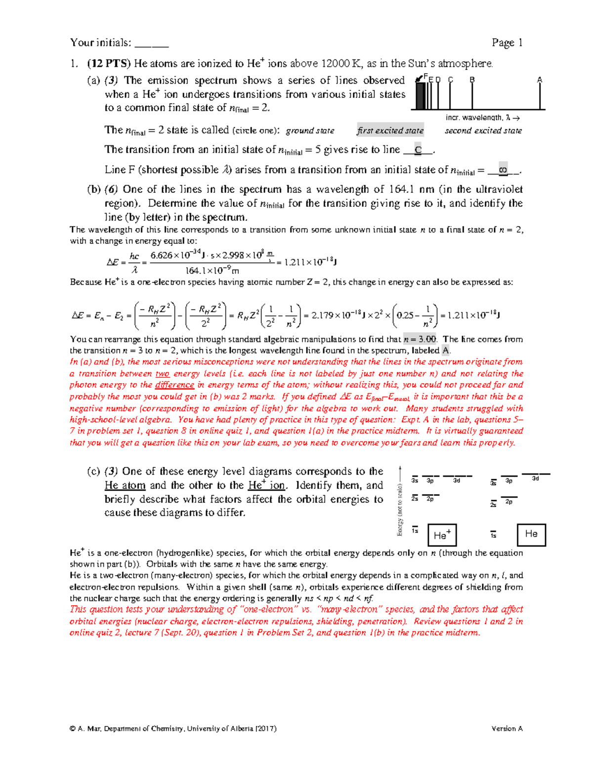 Midterm October 2017, questions and answers - Your initials ...