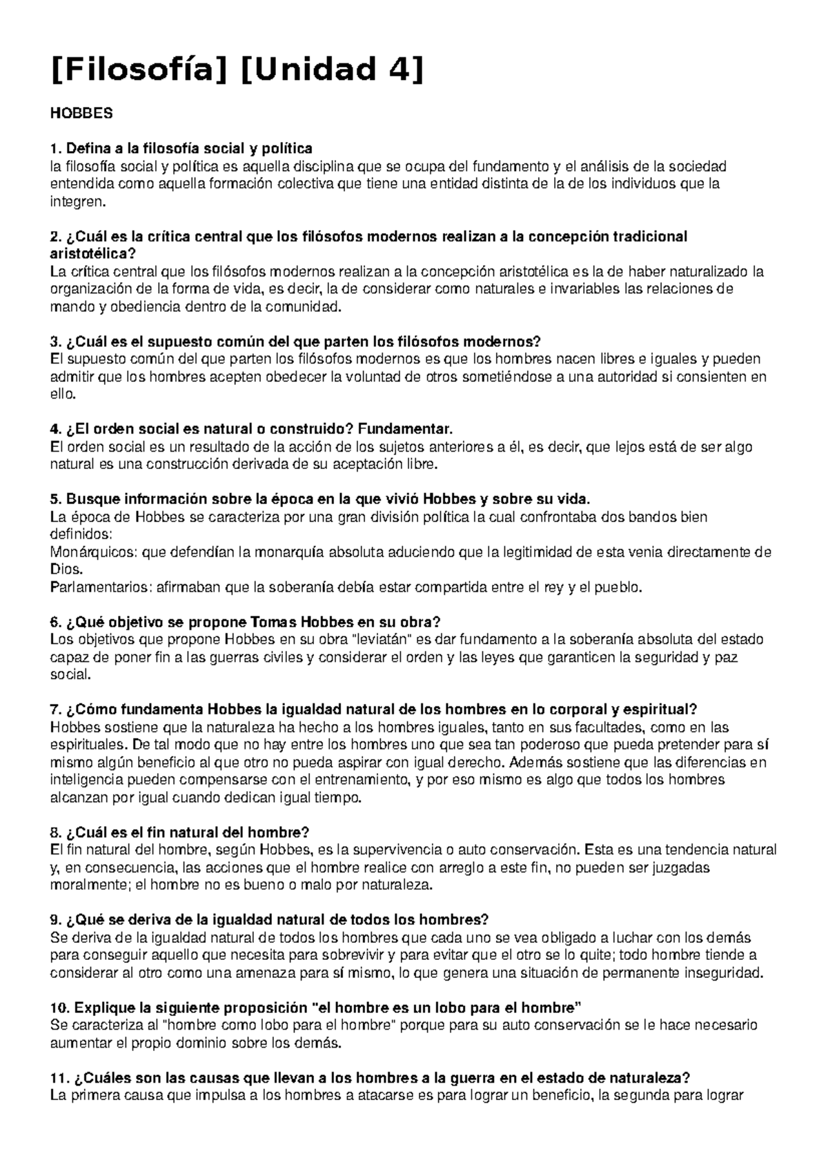 Filosofia Unidad 4 Cuestionario Studocu