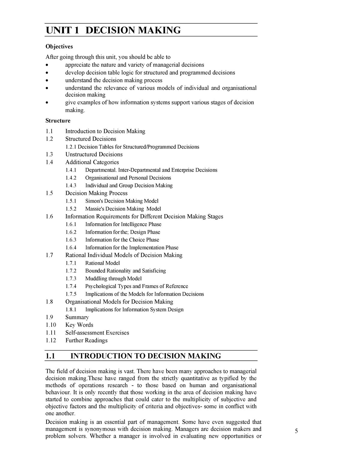 Unit-1 - 5 Decision Making UNIT 1 DECISION MAKING Objectives After ...