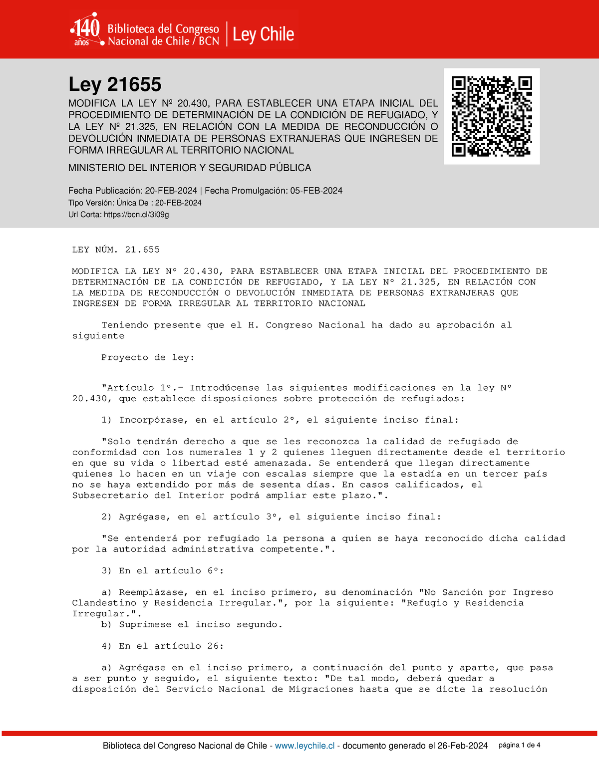 Ley-21655 20-FEB-2024 - Ley 21655 MODIFICA LA LEY Nº 20, PARA ...