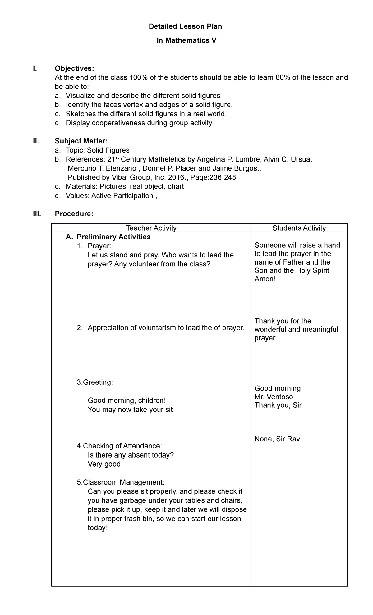 Rav.detailed Lesson Plan In Mathematics V Solid Figures - Detailed 