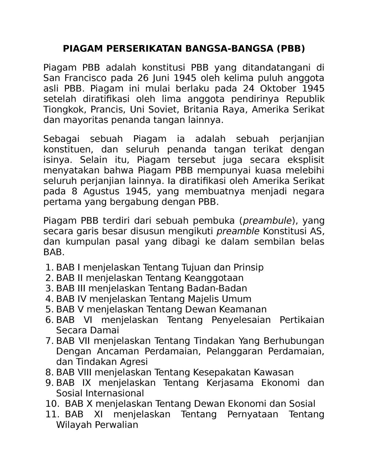 Hak Asasi Manusia - Kelas A - Piagam PBB - PIAGAM PERSERIKATAN BANGSA ...