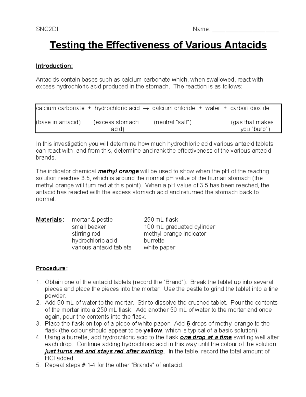 Antacid lab hjfuedhcuhdhxuj SNC2DI Name