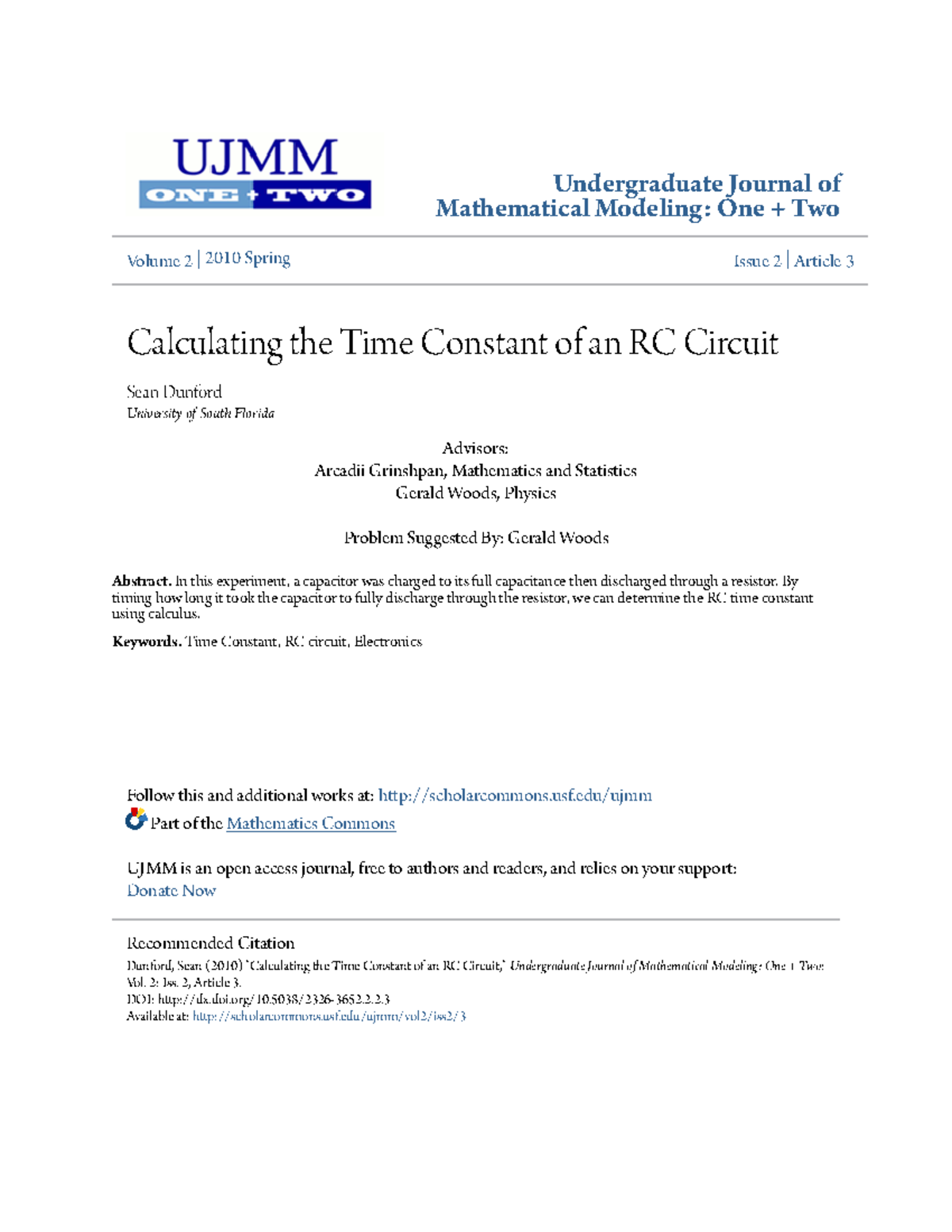 Calculating the Time Constant of an RC Circuit - In this experiment, a ...