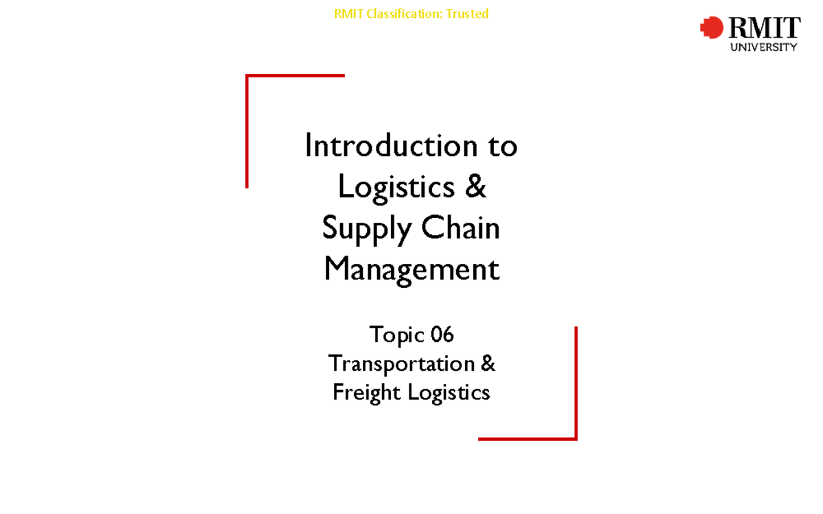 Ilscm Lecture 06 Transportation & Freight Logistics 2020-S2 ...